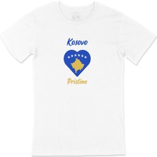 Cix Piriştine Kosova Bayraklı Kalpli Tişört