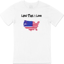 Cix Land That I Love Usa Amerika Bayraklı Kalpli Tişört