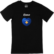 Cix Kosova Bayraklı Kalpli Siyah Tişört