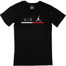 Cix Air Jordan Çizgili Siyah Tişört