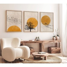 Huhuli Ahşap Çerçeveli Minimalist 3’lü Tablo