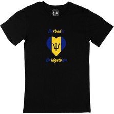 Cix Bridgetown Barbados Bayraklı Kalpli Siyah Tişört