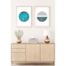 Huhuli Ahşap Çerçeveli 2'li Minimalist Tablo