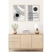 Huhuli Ahşap Çerçeveli 2'li Minimalist Tablo
