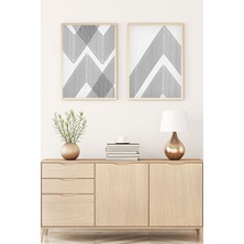 Huhuli Ahşap Çerçeveli 2'li Minimalist Tablo
