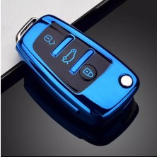 Yıldız Tuning Audi A7 Anahtar Kılıfı Lüx Parlak Mavi Renkli