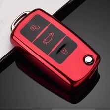 Yıldız Tuning Vw Caddy Parlak  Sustalı Anahtar Kılıfı A+ Kalite Kırmızı