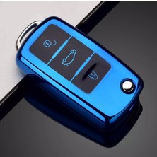 Yıldız Tuning Skoda Fabia Parlak Sustalı Anahtar Kılıfı A+ Kalite Mavi