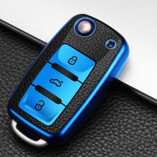 Yıldız Tuning Tiguan 2009-2015 Süperlüx Sustalı Anahtar Kılıfı A+ Kalite Mavi