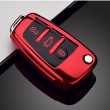 Yıldız Tuning Audi A6 4f Anahtar Kılıfı Lüx Parlak Kırmızı Renkli