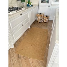 Evvemall Jüt Hasır Yıkanabilir Dekoratif Salon Mutfak Balkon Ve Bahçe Royal Serisi Jüt Kilim Halı 02