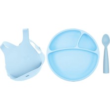 Oioi Mavi Beslenme Seti (Önlük+Tabak+Kaşık)