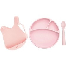 Oioi Pembe Beslenme Seti (Önlük+Tabak+Kaşık)