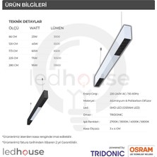 Ledhouse 225 cm Mercekli Linear Modern LED Avize Sıva Üstü Sarkıt Armatür Lineer Aydınlatma (Beyaz Kasa - 400