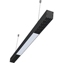 Ledhouse 225 cm Mercekli Linear Modern LED Avize Sıva Üstü Sarkıt Armatür Lineer Aydınlatma (Siyah Kasa - 400