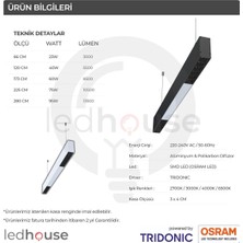 Ledhouse 173 cm Mercekli Linear Modern LED Avize Sıva Üstü Sarkıt Armatür Lineer Aydınlatma (Siyah Kasa - 400