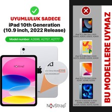 NovStrap Apple İpad 10. Nesil 10.9 2022 Uyumlu Kılıf A2696 A2557 A2777 360 Uyku Modlu Dönerli Stand