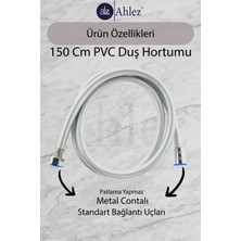 Ahlez Caprice Duş Başlığı + Pvc Duş Hortumu + Büyük Mafsal Duş Seti Duş Takımı