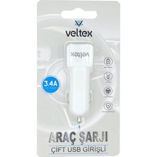 Veltex 3.4A Çift USB Girişli Araç Çakmaklık Veltex VTX-033 (Siyah)