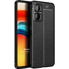 Microsonic Xiaomi Poco M5 Kılıf Deri Dokulu Silikon Siyah