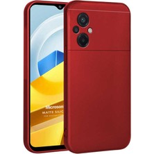 Microsonic Matte Silicone Xiaomi Poco M5 Kılıf Kırmızı