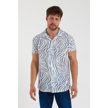 Terapi Men Erkek Kısa Kollu Pamuklu Desenli Slim Fit Apaş Yaka Gömlek 21Y-4300594-09