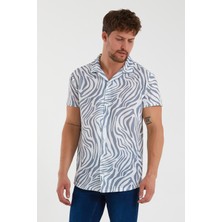 Terapi Men Erkek Kısa Kollu Pamuklu Desenli Slim Fit Apaş Yaka Gömlek 21Y-4300594-09