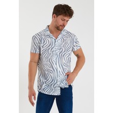 Terapi Men Erkek Kısa Kollu Pamuklu Desenli Slim Fit Apaş Yaka Gömlek 21Y-4300594-09
