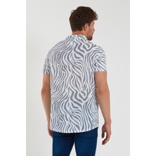 Terapi Men Erkek Kısa Kollu Pamuklu Desenli Slim Fit Apaş Yaka Gömlek 21Y-4300594-09