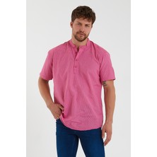Terapi Men Erkek Koyu Hakim Yaka Yarım Patlı Ekoseli Kısa Kollu Slim Fit Gömlek Sg-K 21Y-4300602-1