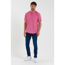 Terapi Men Erkek Koyu Hakim Yaka Yarım Patlı Ekoseli Kısa Kollu Slim Fit Gömlek Sg-K 21Y-4300602-1
