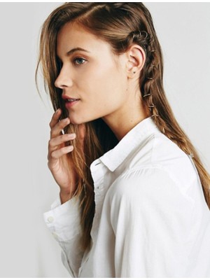 Silver Plain Saç Küpesi 12'li