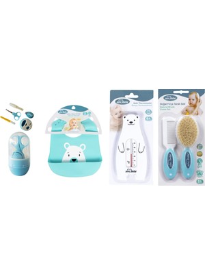 Sevi Bebe Bebek Bakım Seti(Tırnak Makası Seti+Silikon Önlük+Derece+Tarak Fırça)