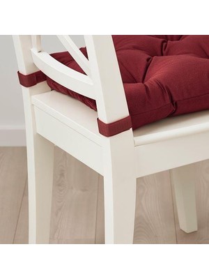 IKEA Sandalye Minderi Bordo-Koyu Kırmızı Renk 40/35X38X7 cm Meridyendukkan Cırt-Cırtlı-Pamuklu