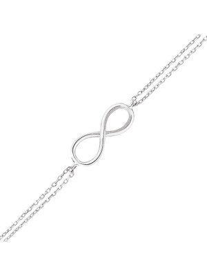 Altın Sepeti Gümüş Sade Sonsuzluk Bileklik