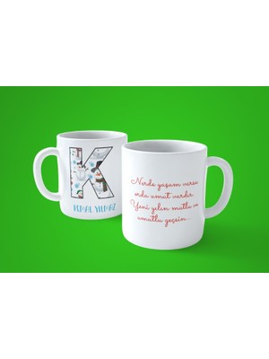 Hesaplısı Burada Yeni Yıla Özel Isimli Kardan Adamlı K Harf Baskılı Kupa Bardak