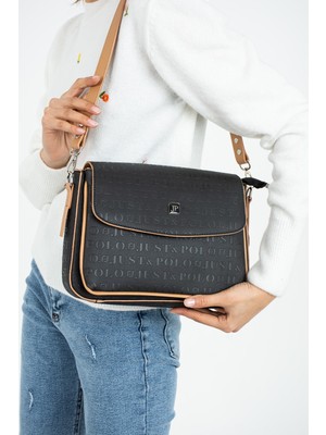 Just Polo Büyük Boy Gofraj Baskı 6 Gözlü Kadın Çapraz Omuz Çantası 29X19CM MDS20106