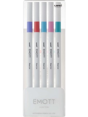 Uni Emott 0.4 mm Fine Akrilik Uçlu Kalem 5li Canlı Tonlar