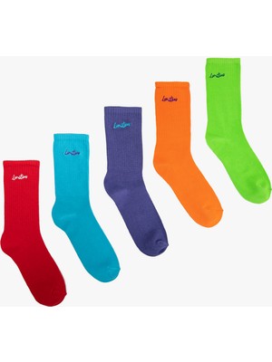 Koton 5'li Soket Çorap Seti Slogan İşlemeli