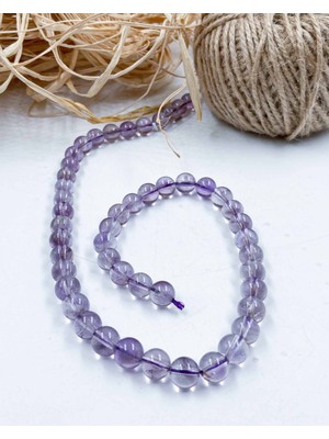 Mucize Taş Light Ametist Küre Kesim 8 mm Doğal Taş Dizi