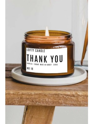 Lofty Thank You Beyaz Etiket Mum Dekor Aromaterapi Rahatlatıcı Amber Romantik Kokusu 330 gr