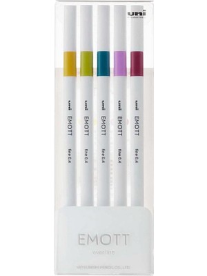 Uni Emott 0.4 mm Fine Akrilik Uçlu Kalem 5li Retro Renk