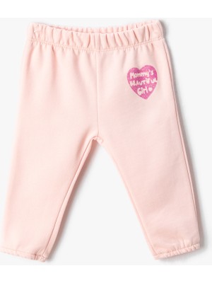 Koton Pamuklu Eşofman Altı Beli Lastikli Baskı Detaylı Şardonlu