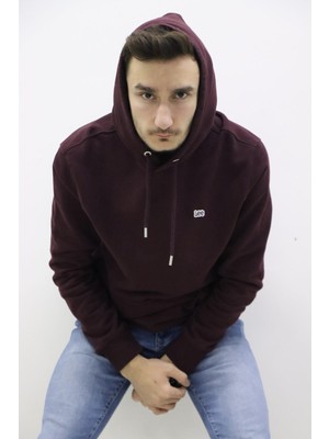 Lee L80YRY74 Erkek Bordo Kapüşonlu Sweat