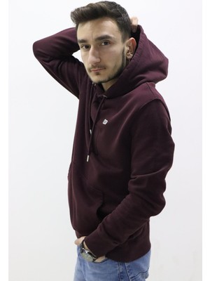 Lee L80YRY74 Erkek Bordo Kapüşonlu Sweat