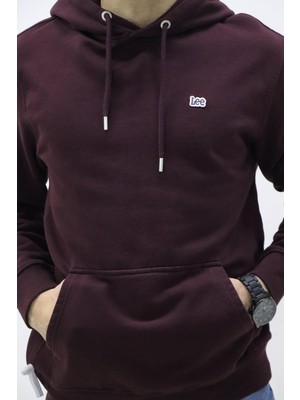 Lee L80YRY74 Erkek Bordo Kapüşonlu Sweat