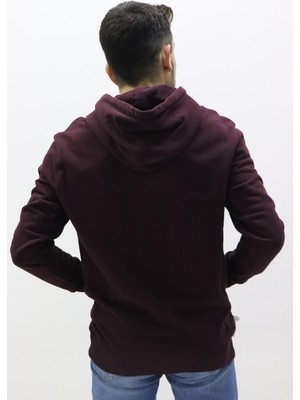 Lee L80YRY74 Erkek Bordo Kapüşonlu Sweat