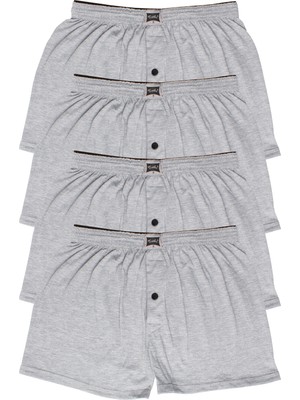 Tutku Erkek Penye Düğmeli Havlu Bel Gri Boxer 4'lü Paket