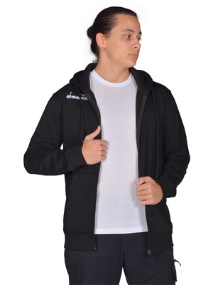 Diadora Imola - Erkek Siyah Pamuklu Tam Fermuarlı Spor Sweatshirt - DDTAM1050049