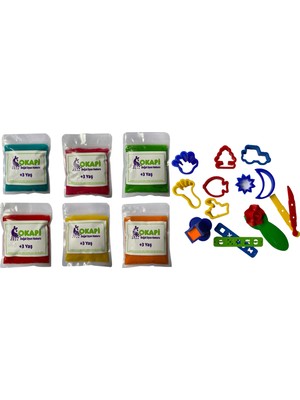 Okapi Doğal Oyun Hamuru Eğitici Oyuncak ve Başlangıç Seti Paket 6X125 Gram